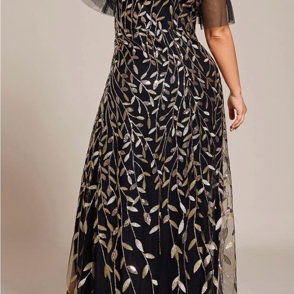 Ever Pretty Black and Gold Leaf Maxi Dress - Picture 3 of 8